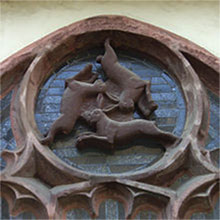 Window of Three Hares in Paderborn Cathedral in Paderborn, Germany